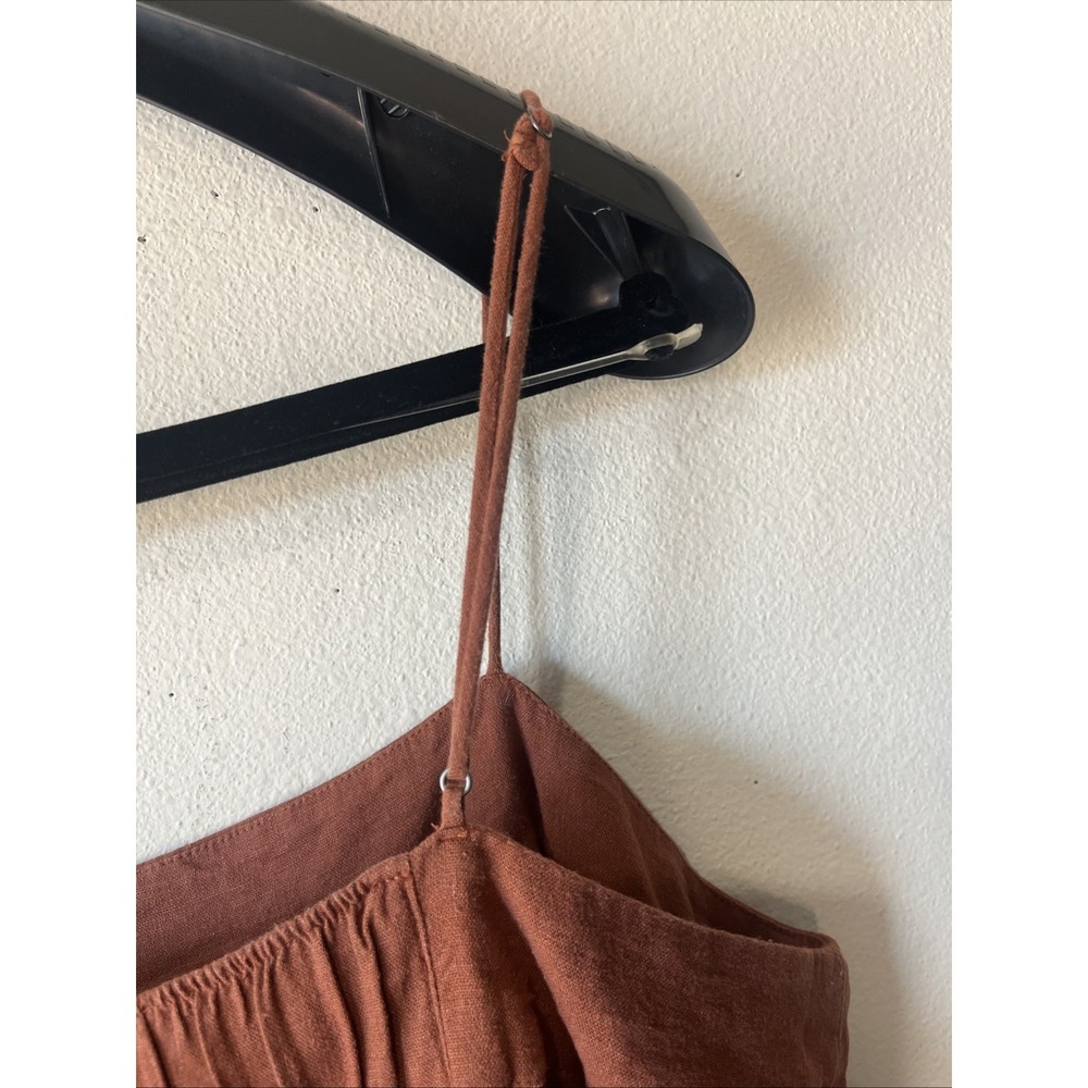 Abercrombie & Fitch Linen Blend Maxi Dress Rust XLT Asymmetrical TierFlowy Beach - Picture 13 of 16